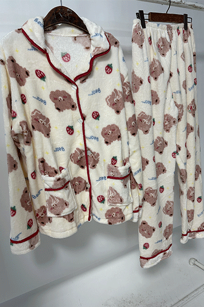 베리베어잠옷 파자마 수면 홈웨어 세트 곰돌이 딸기 겨울